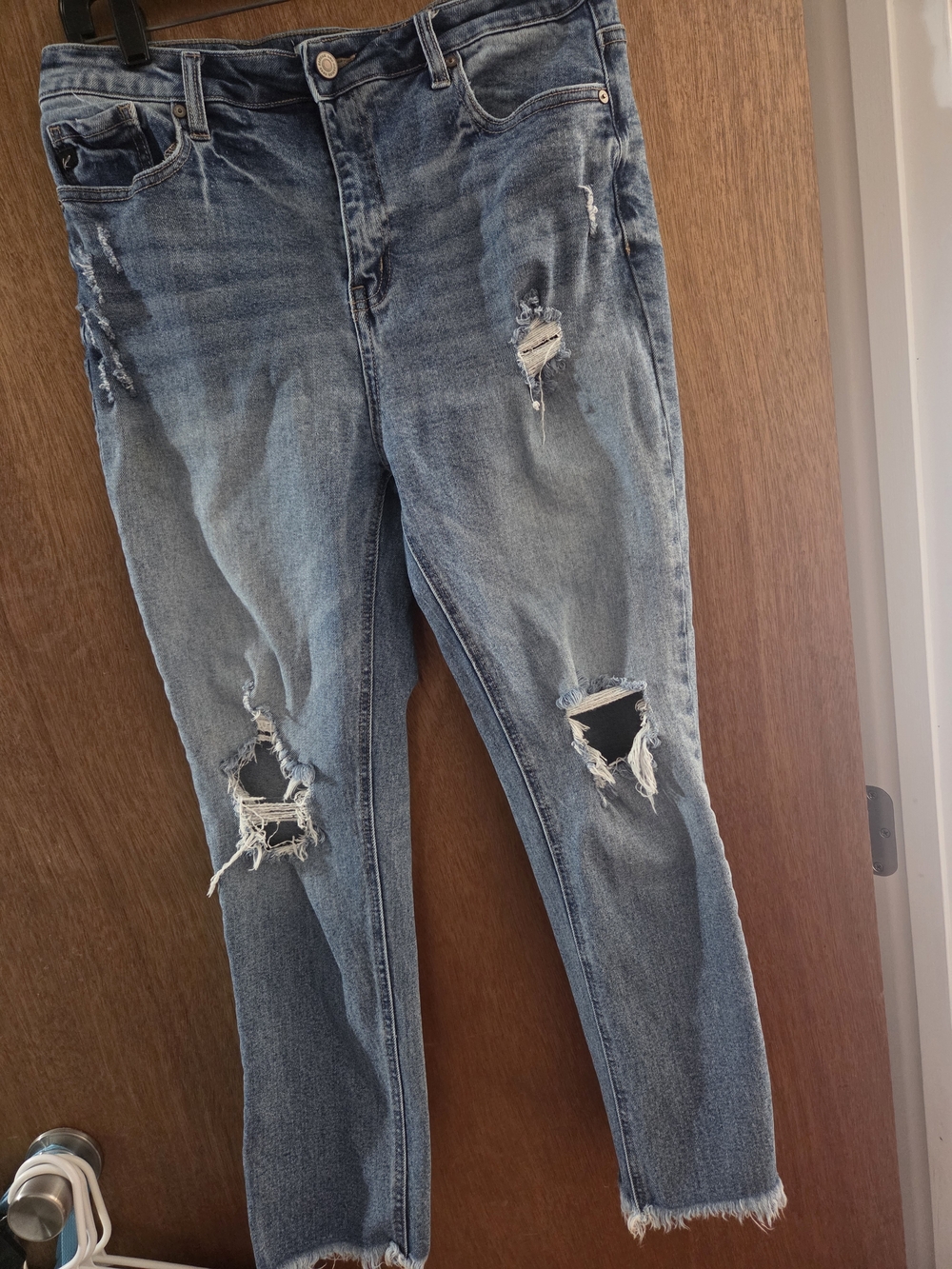 KanCan Distressed Medium Blue Straight Leg Jeans
